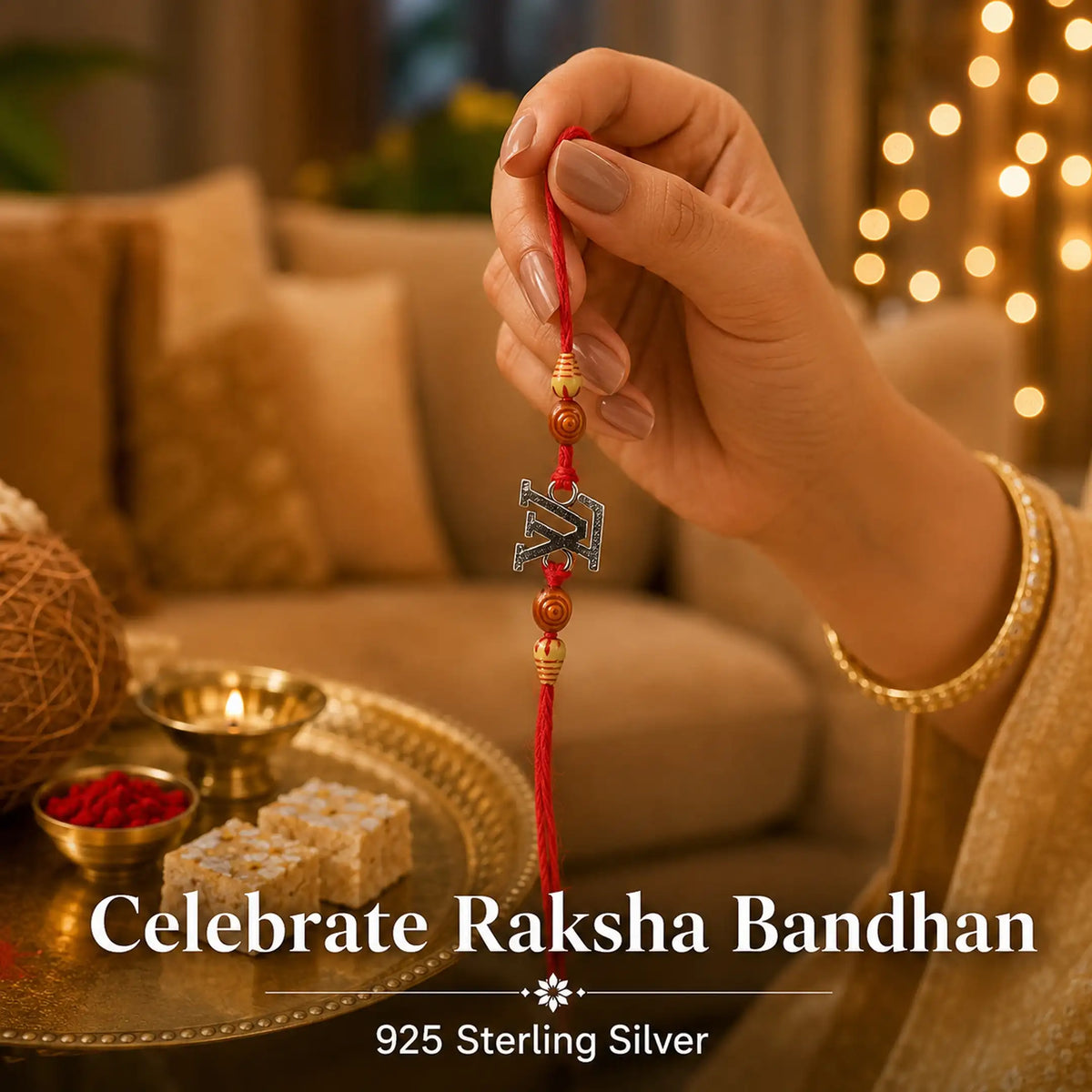 Twinklitz Designer LV Sterling Silver Rakhi