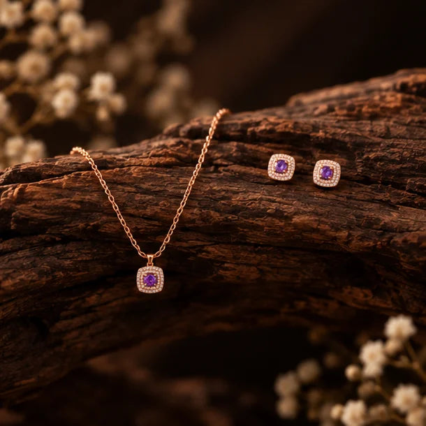Purple Elora Sparkle Necklace Set