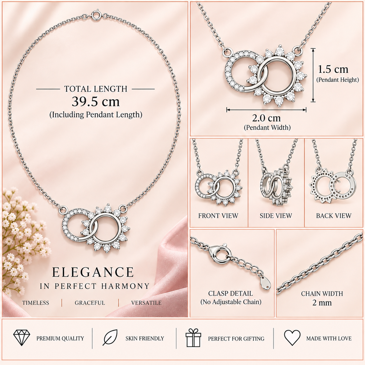Silver Interlocking Circle Necklace