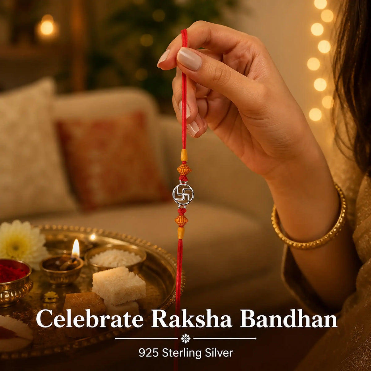 Twinklitz Sterling Silver Swastik Rakhi