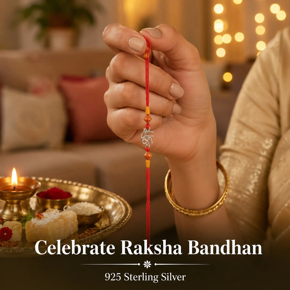 Twinklitz Shree Symbol Sterling Silver Rakhi