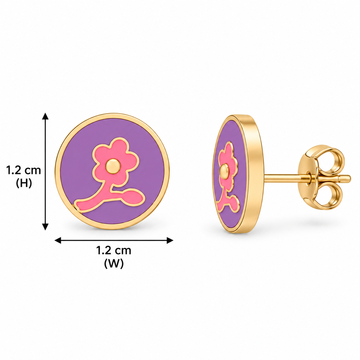 Purple Floral Stud Earrings