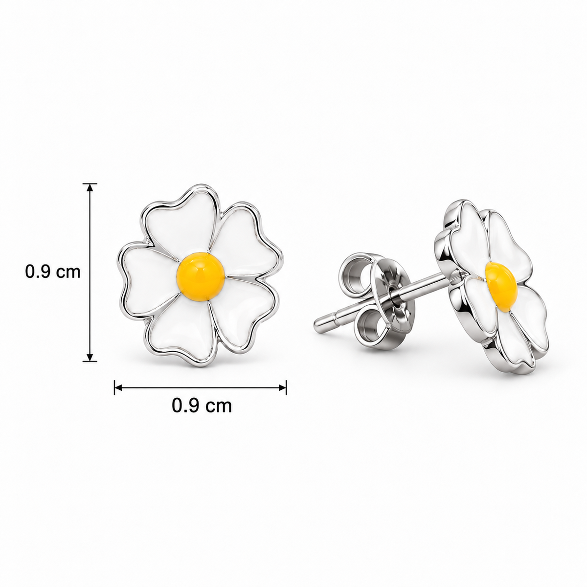 White Daisy Stud Earrings