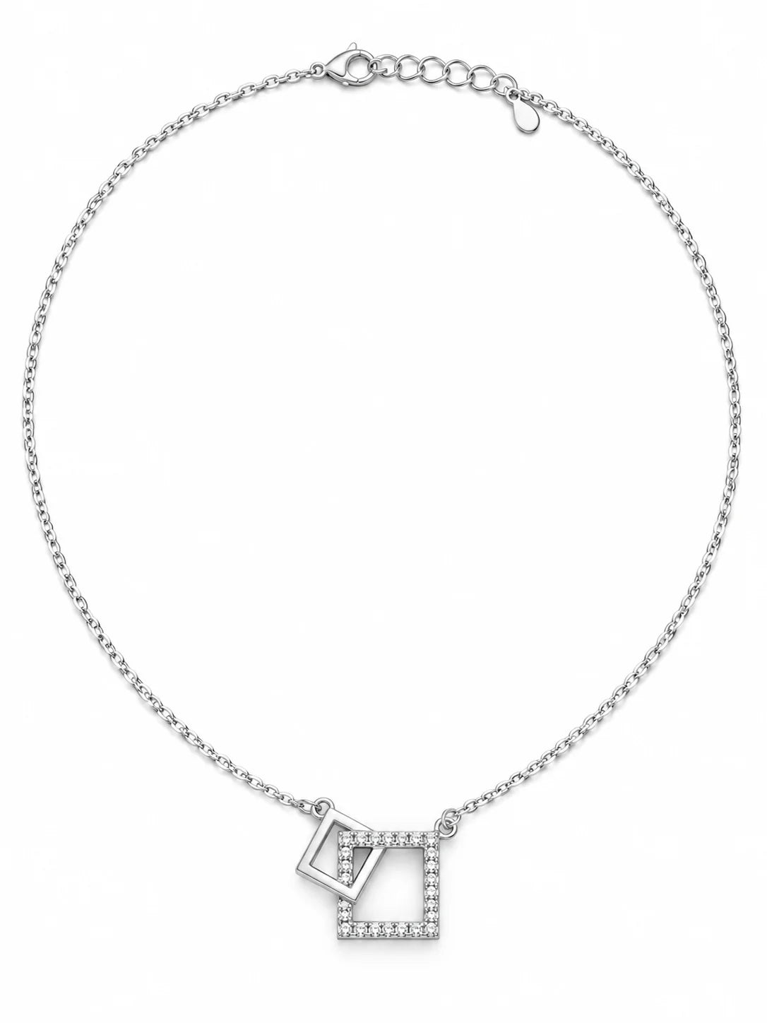 Silver Double Square Necklace