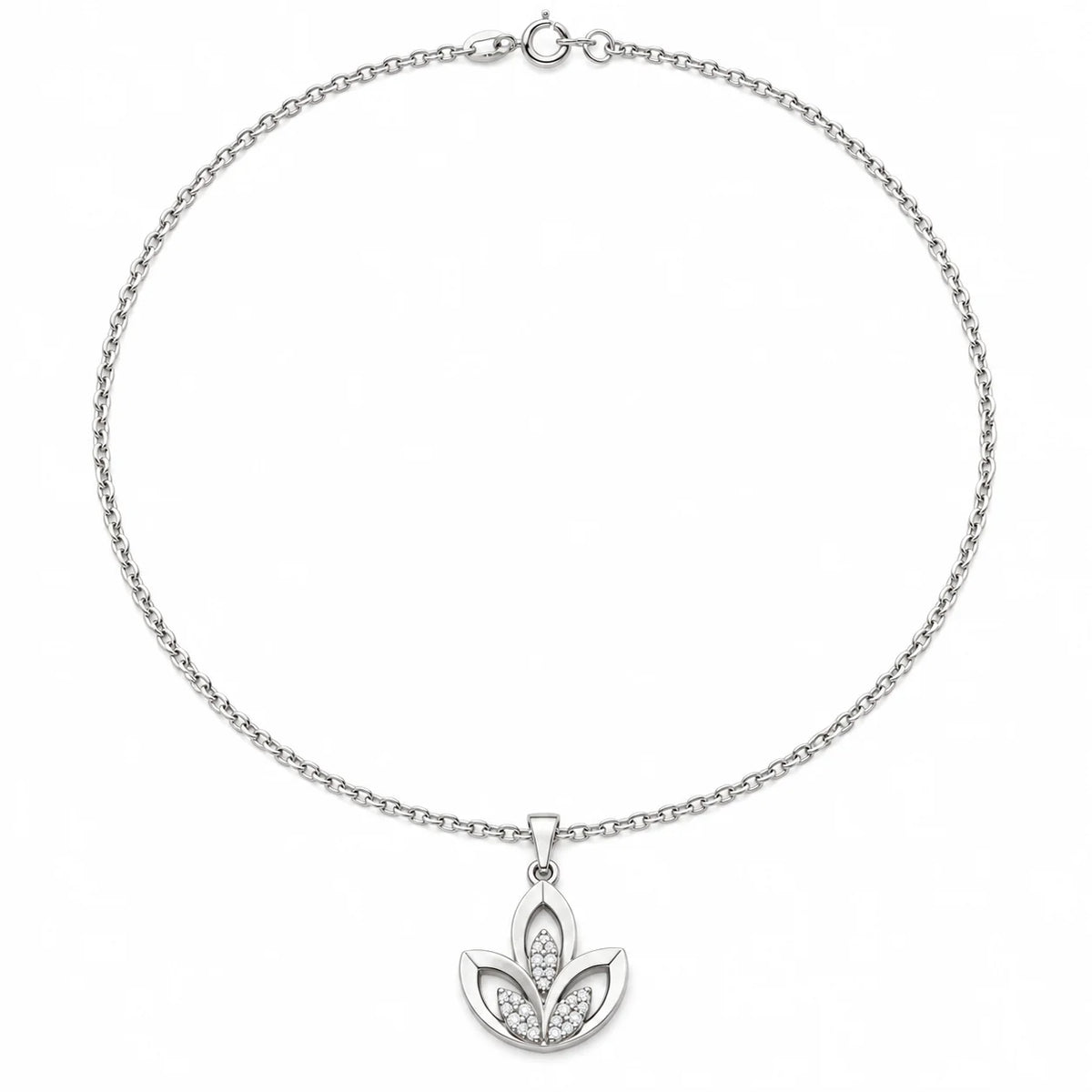 Silver Three Leaf Pendant Necklace