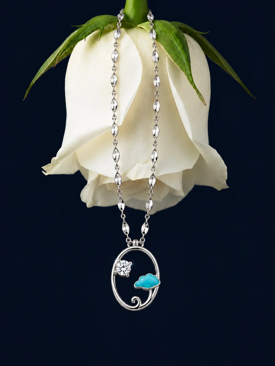 Silver Turquoise Tree Pendant Necklace