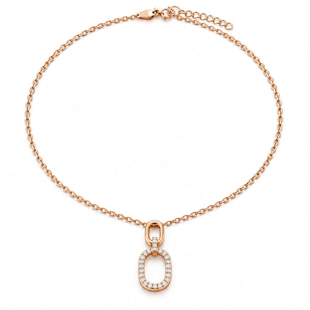 Rose Gold Oval Pendant Necklace