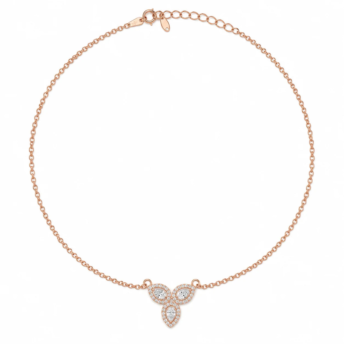 Rose Gold Trinity Crystal Necklace