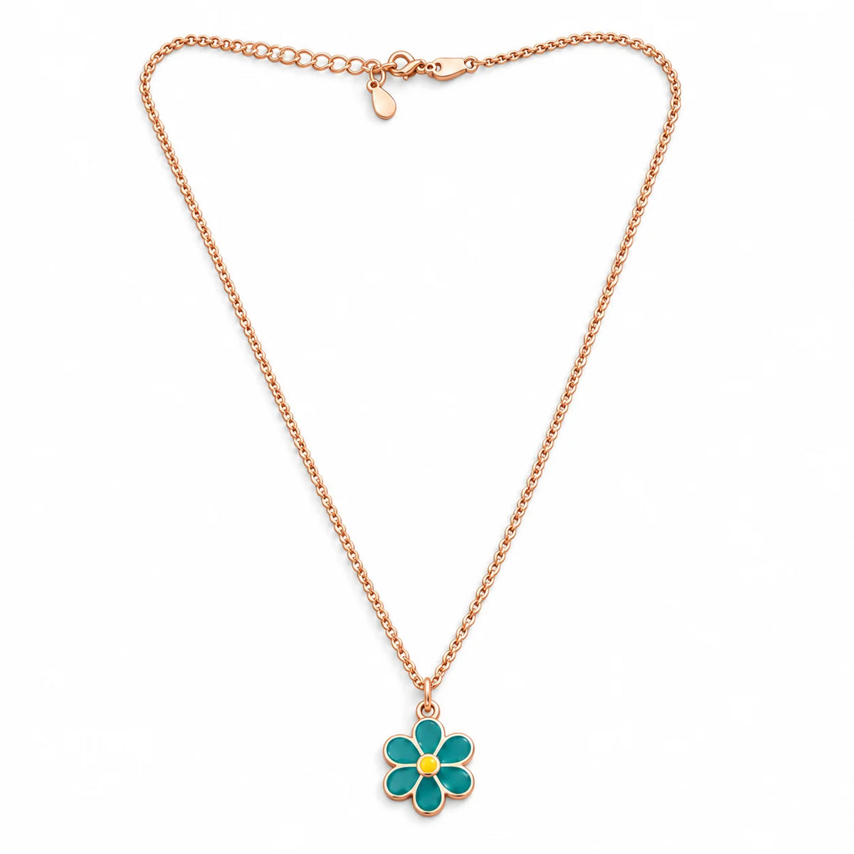 Teal Blossom Charm Necklace
