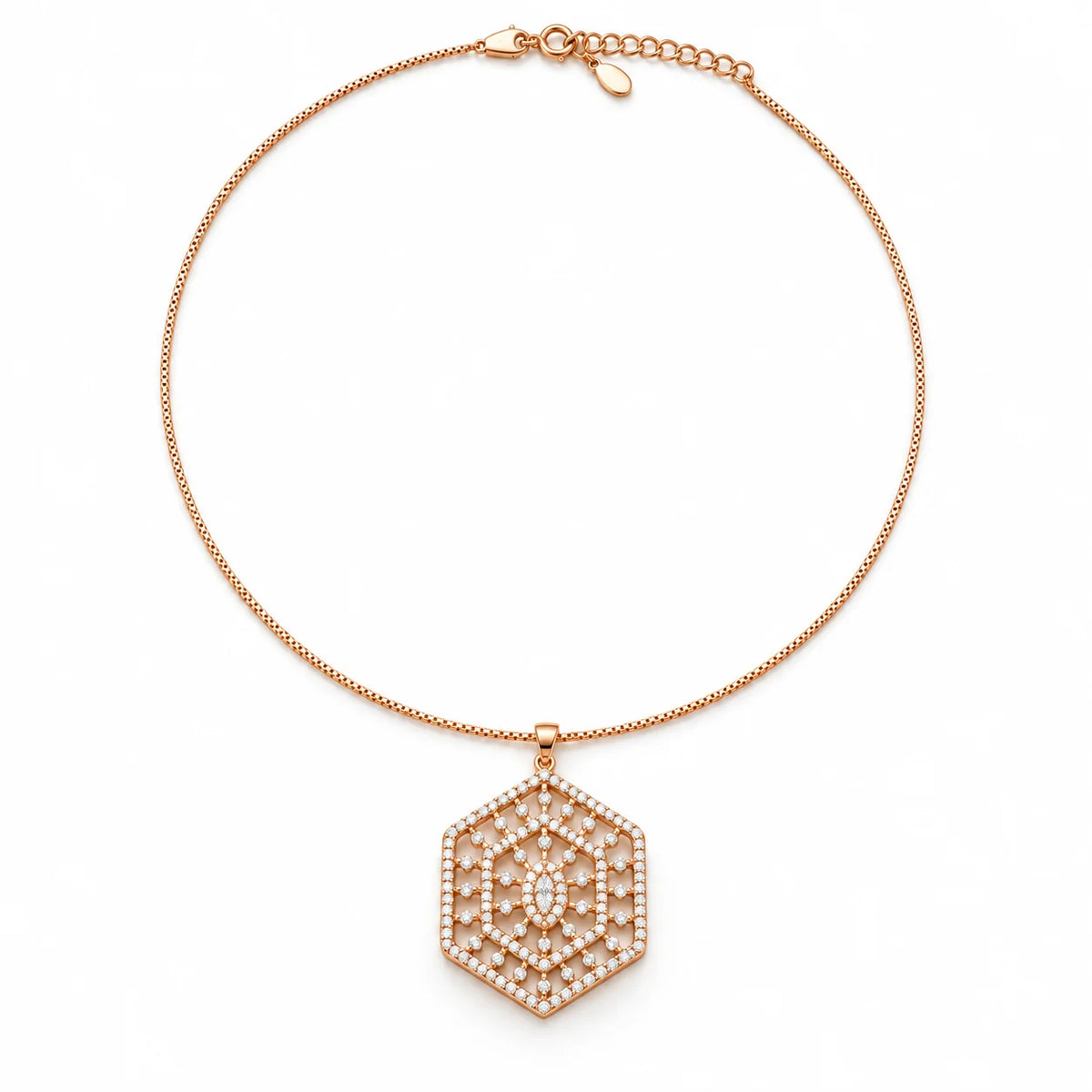 Radiant Hexagon Pendant Necklace