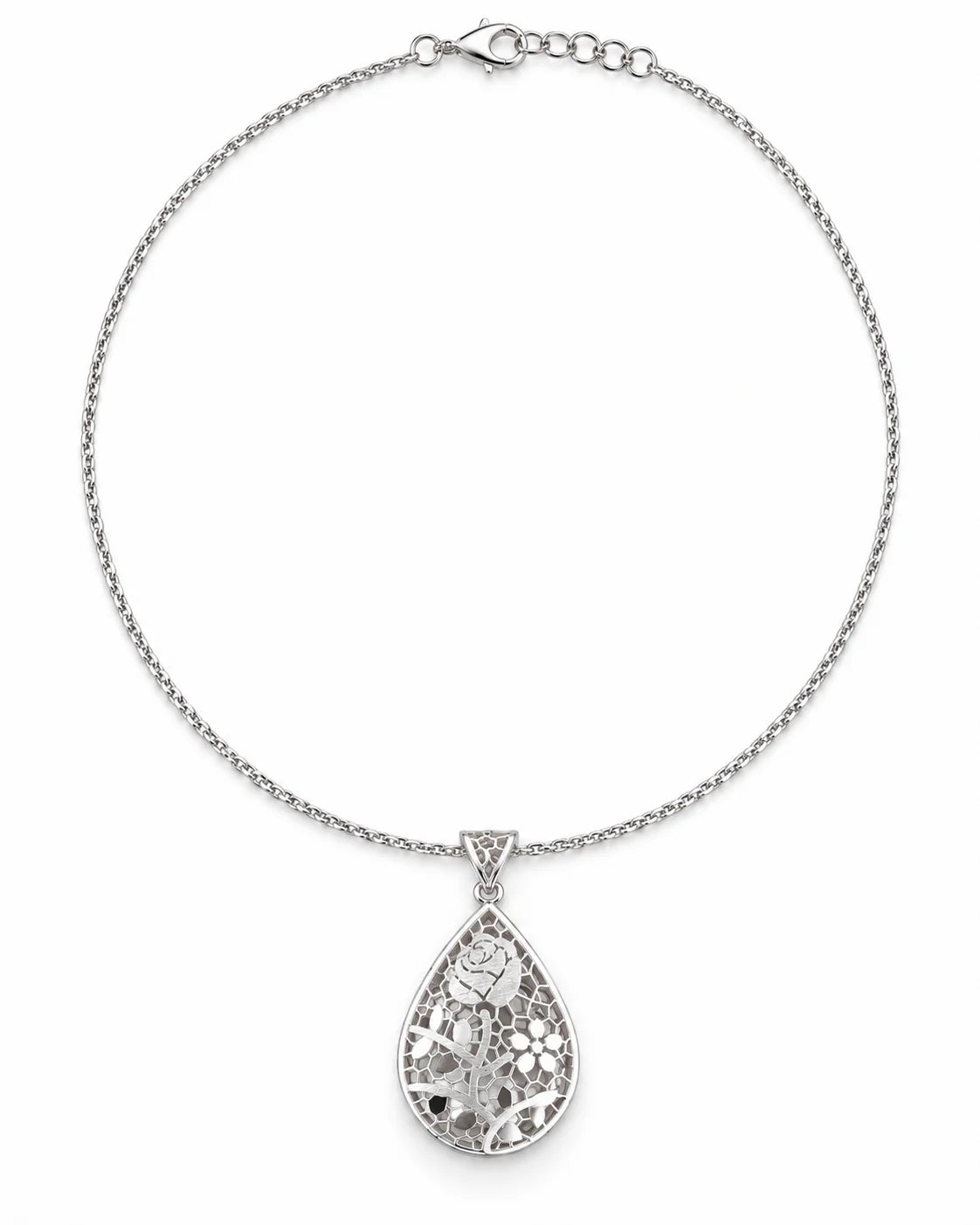 Rose Filigree Pendant Necklace