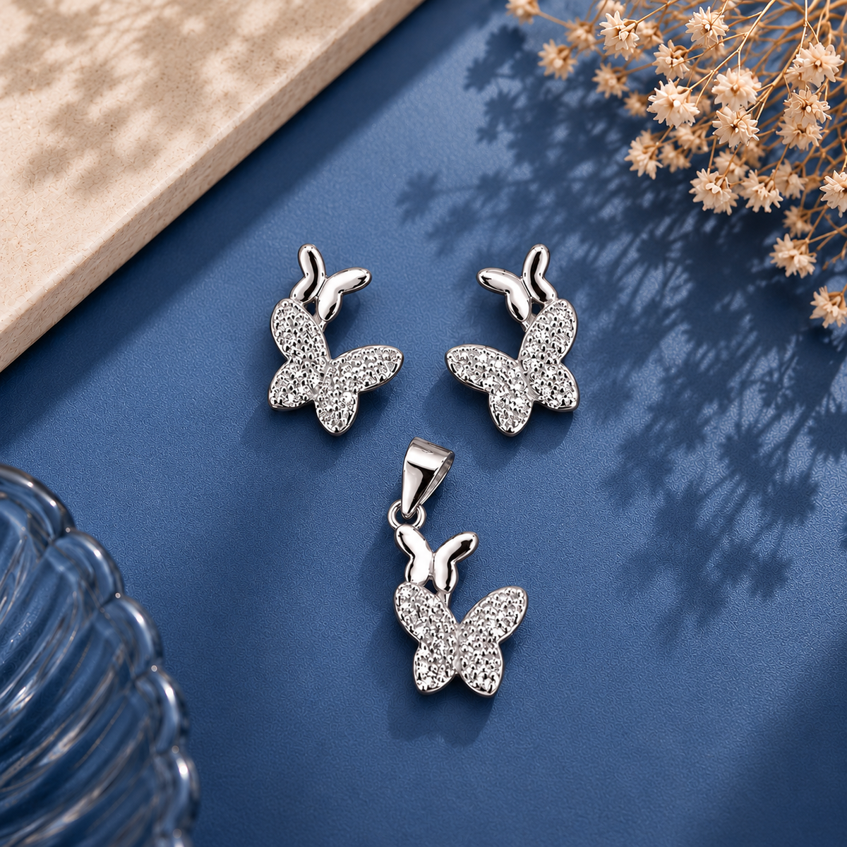 Butterfly Charm Pendant Set