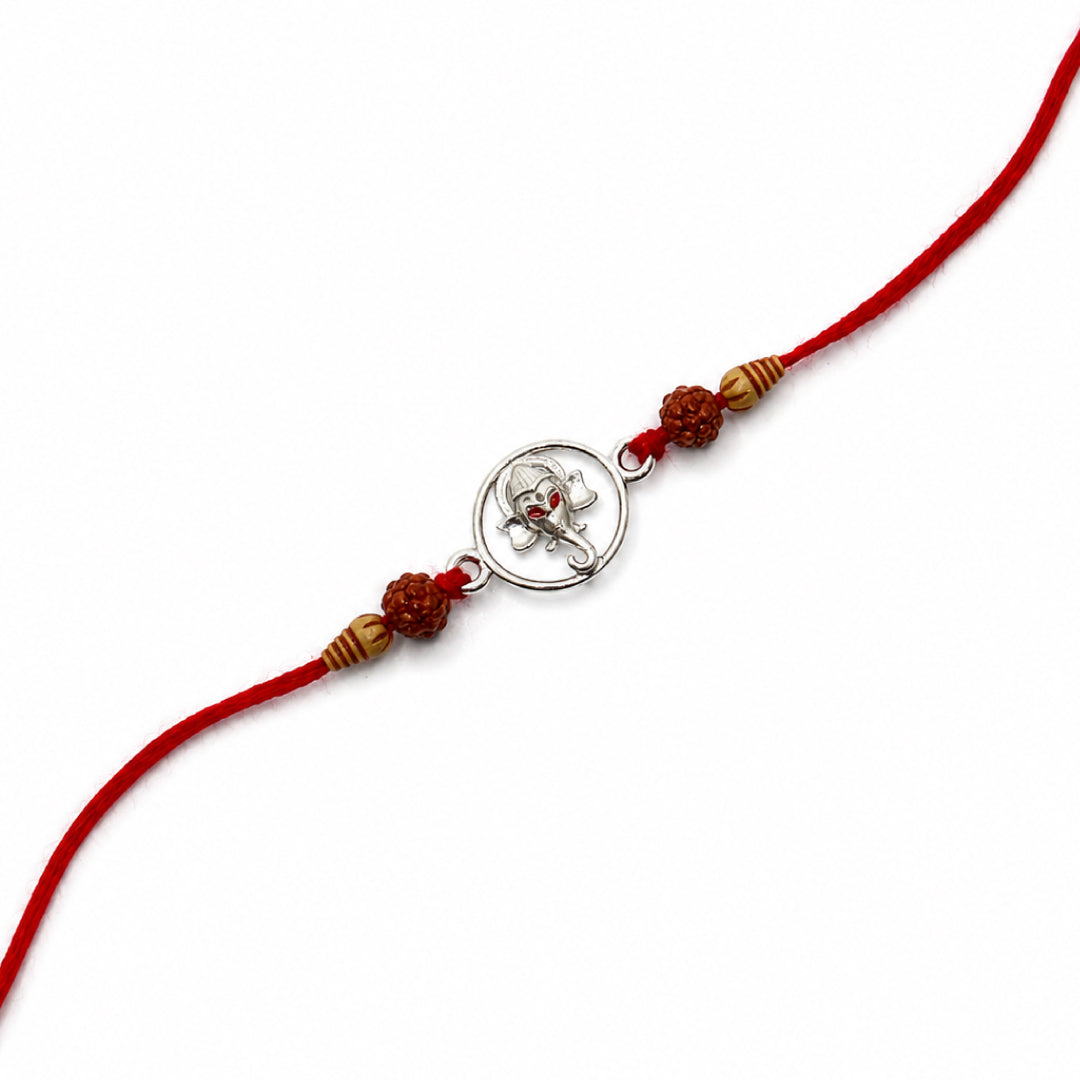 Twinklitz Sterling Silver Red Eyed Ganesha Rakhi - packaging view