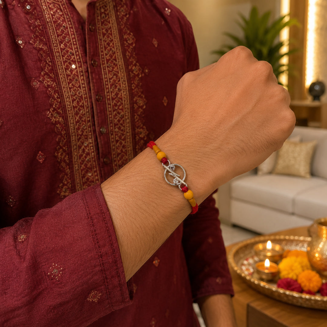 Twinklitz Modern Infinity Sterling Silver Rakhi - close-up view