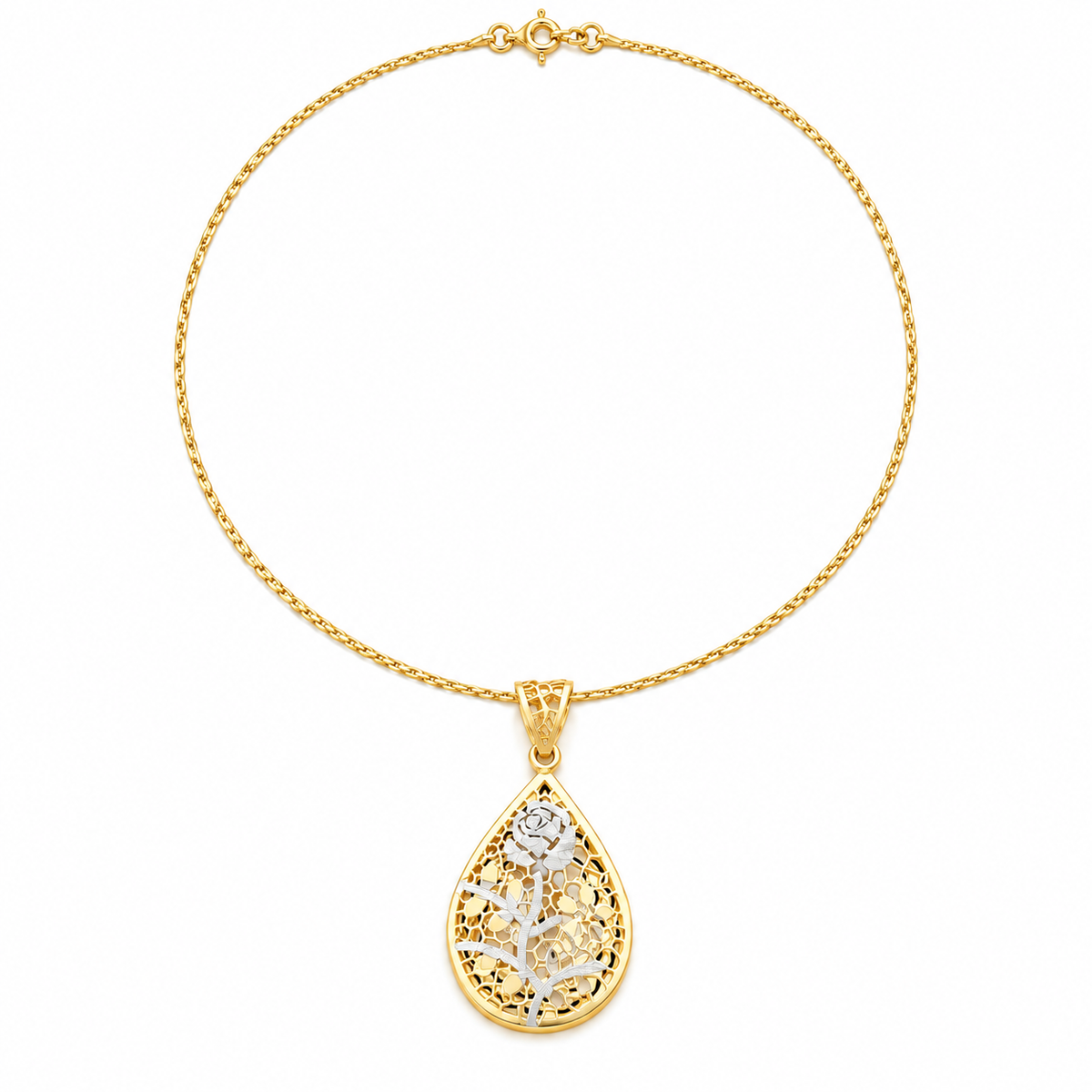 Teardrop Rose Pendant Necklace