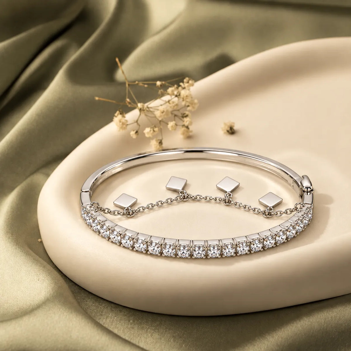 Crystal Charm Bangle Bracelet