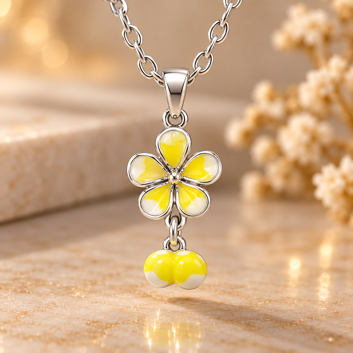 Yellow Flower Pendant Necklace