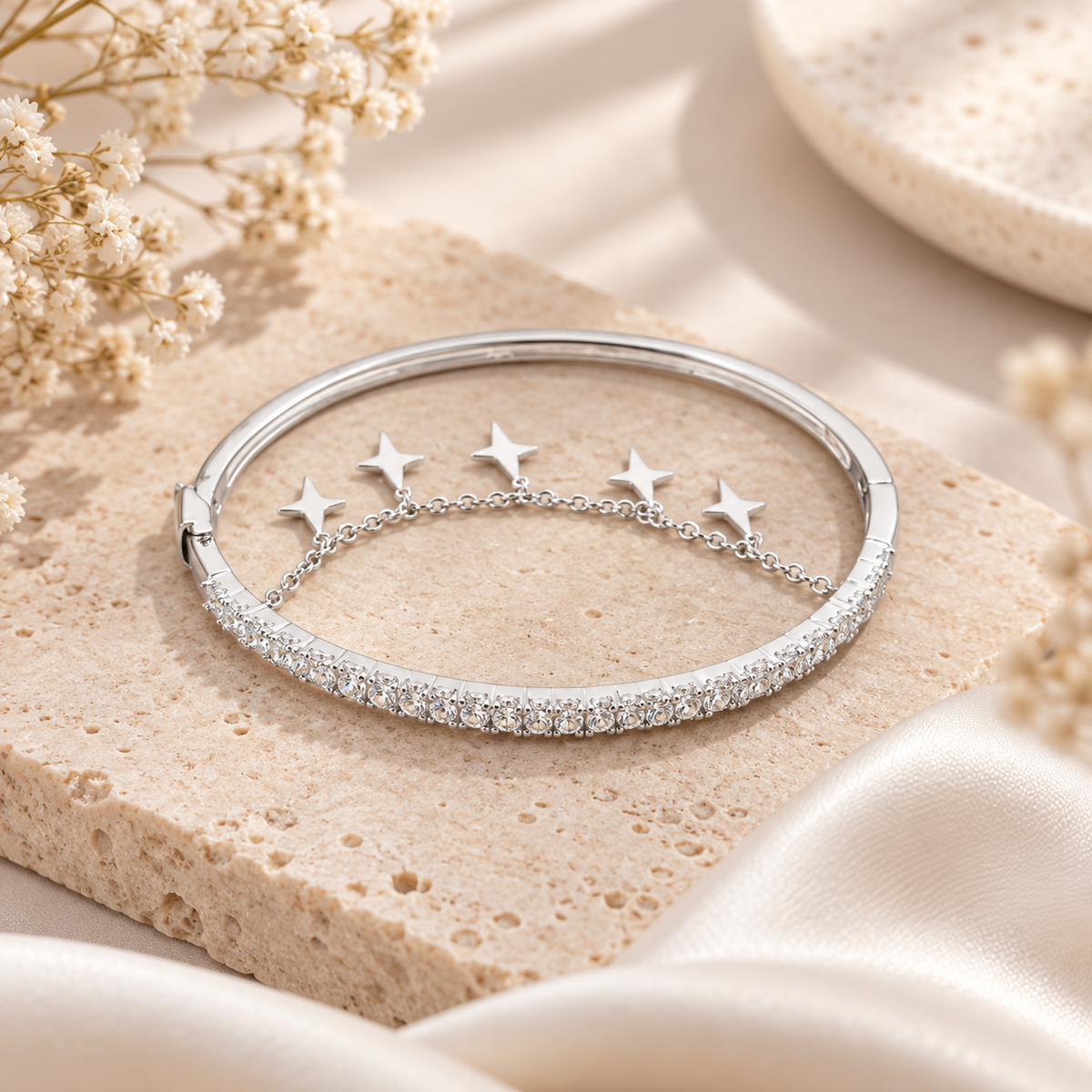 Starry Glow Crystal Bangle Bracelet