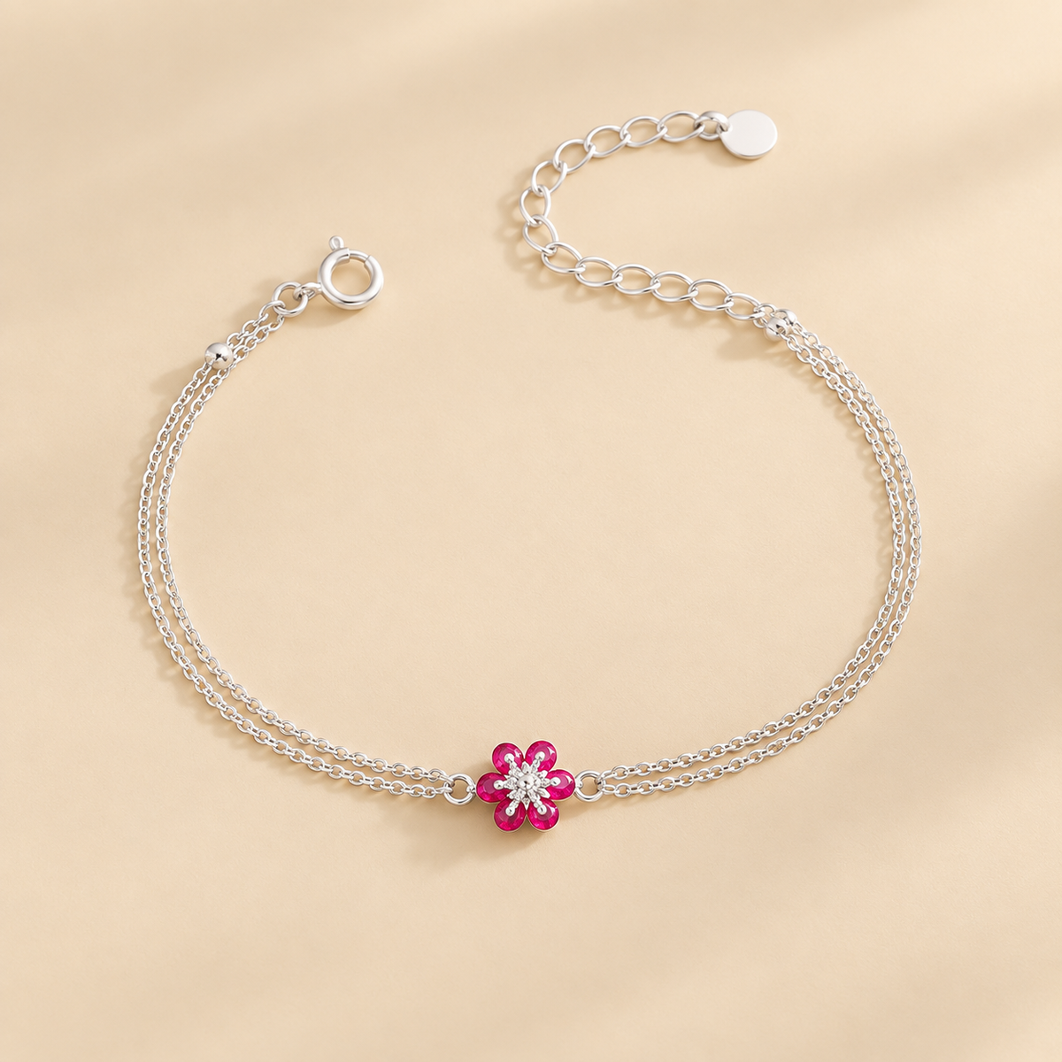 Radiant Floral Double Chain Bracelet