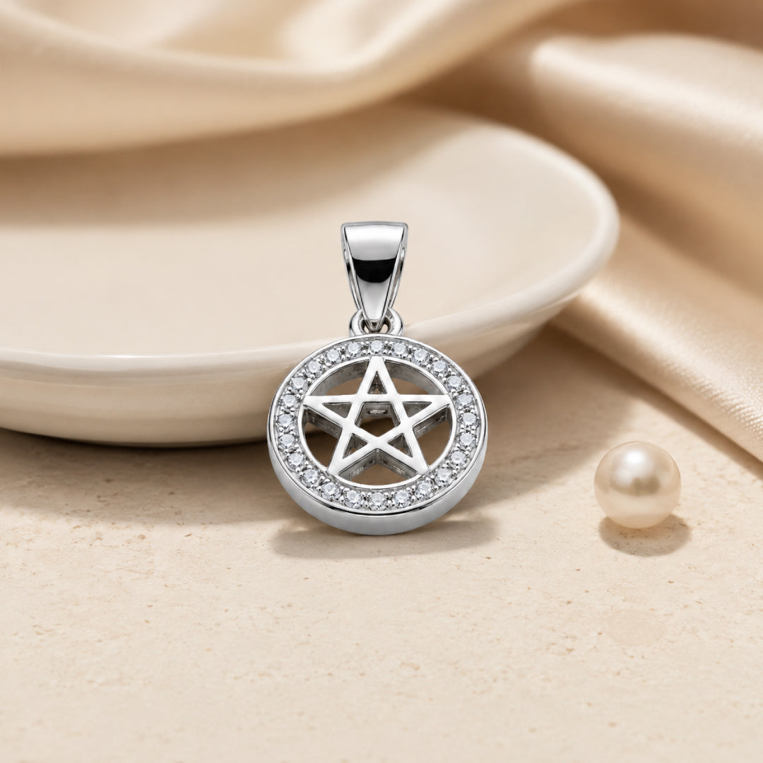 Twinklitz Sterling Silver Star Diamond Kids Pendant