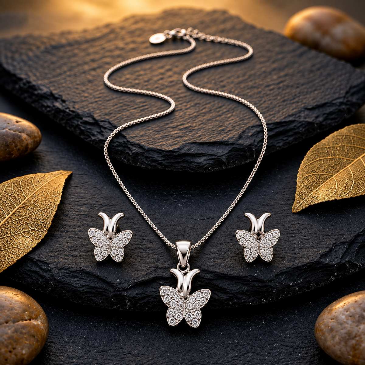 Butterfly Charm Pendant Set