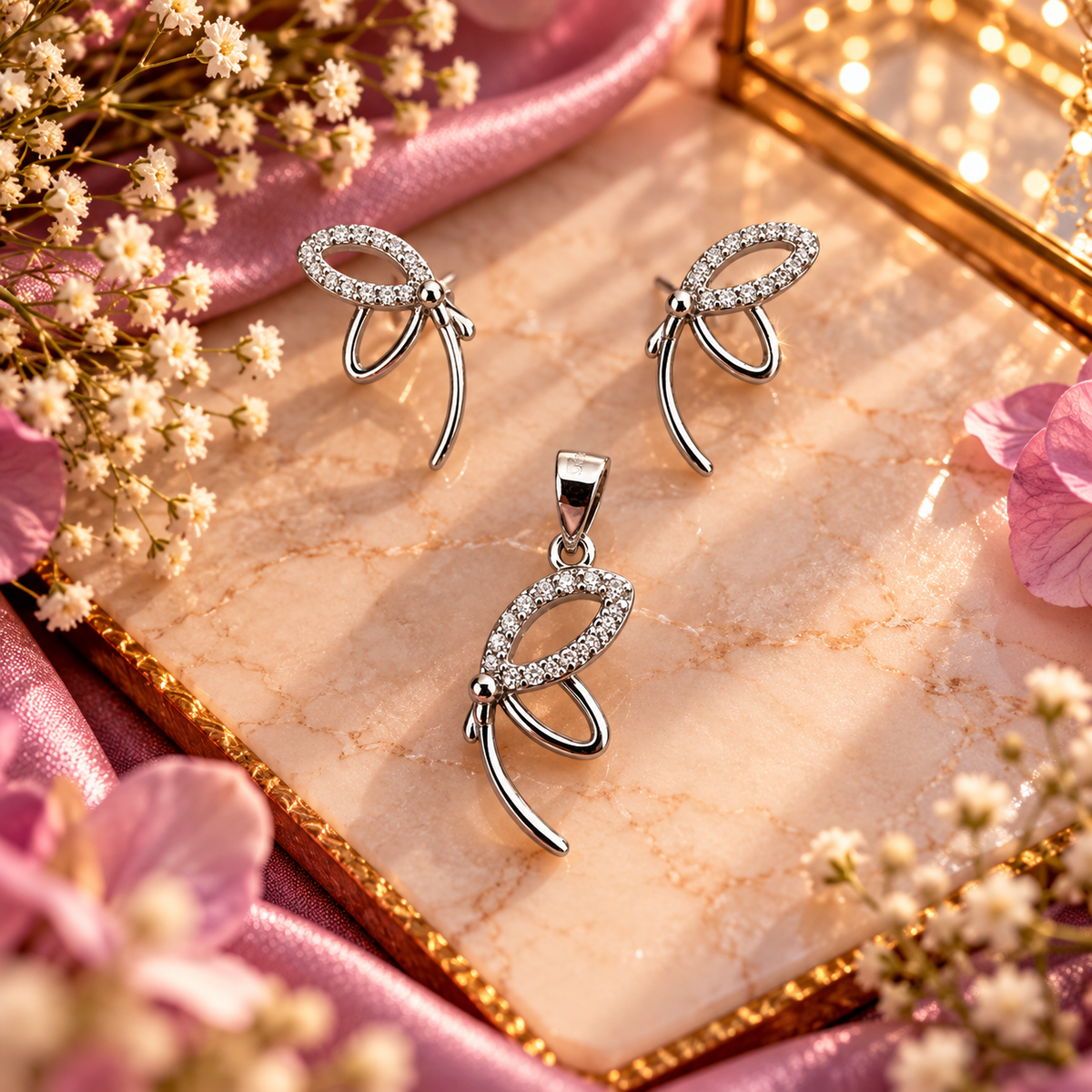 Elegant Half Butterfly Pendant Set