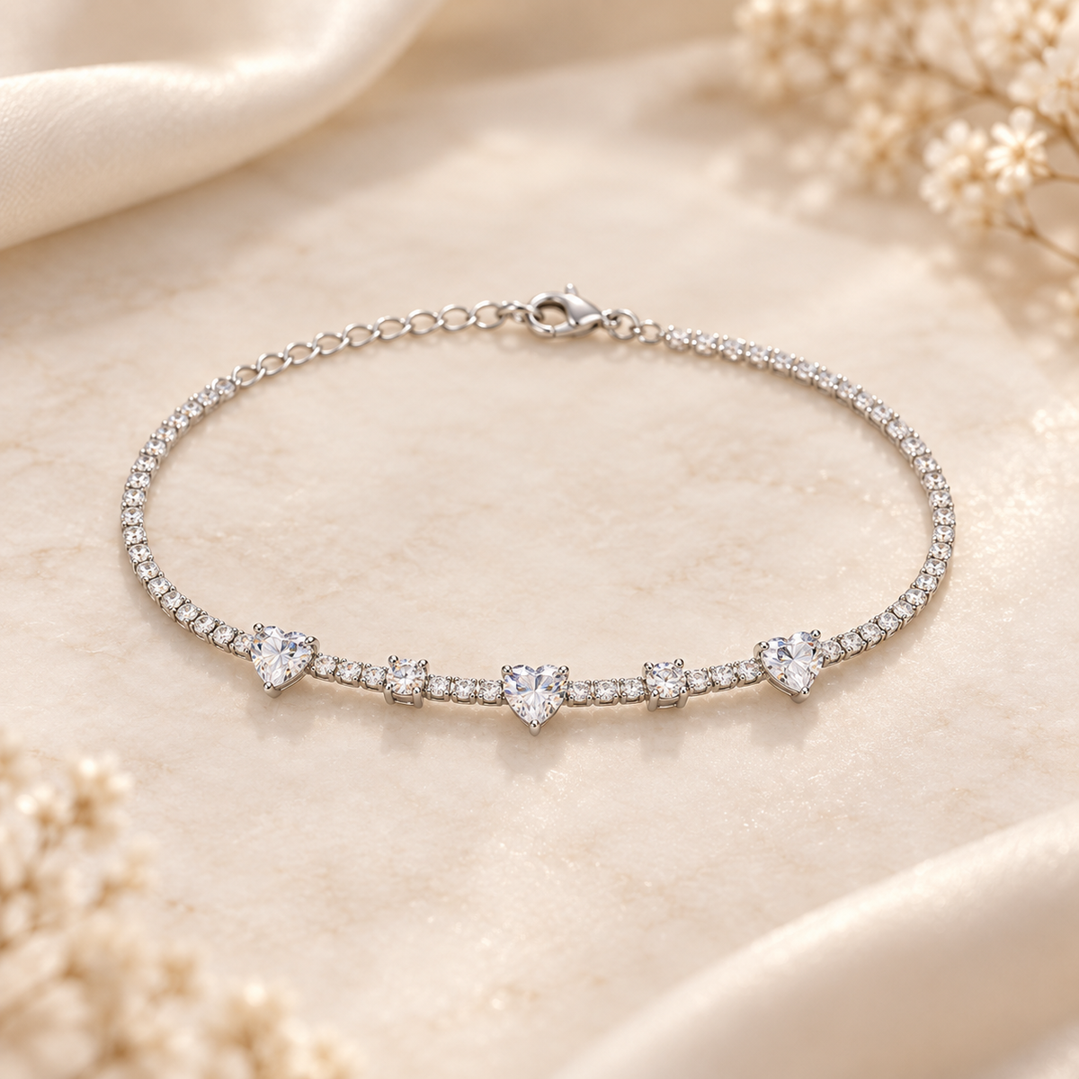 Sweetheart Crystal Tennis Bracelet