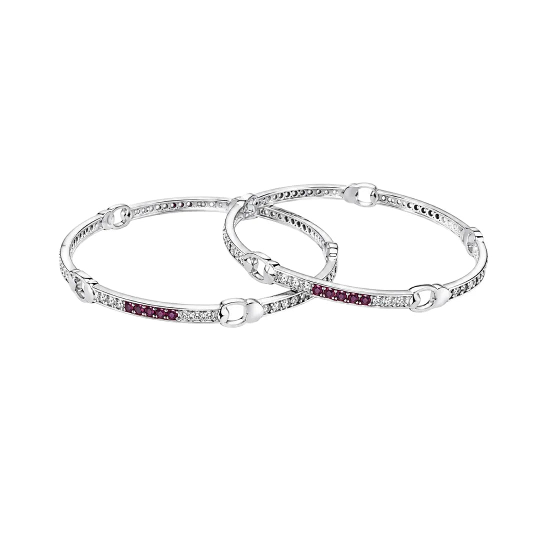 Twinklitz Sterling Silver Pink White Slim Baby Bangles