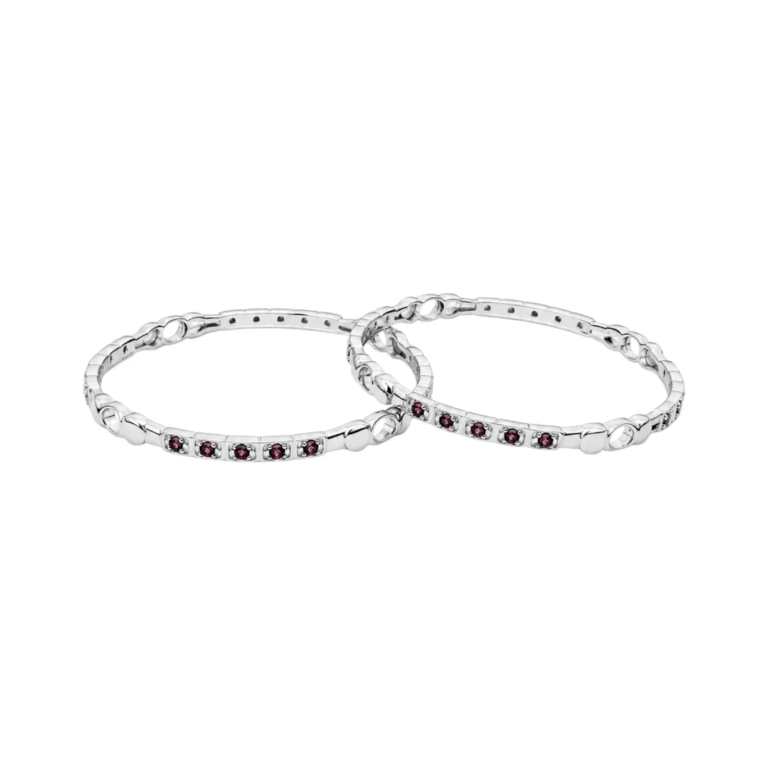 Twinklitz Sterling Silver Oval Pink Stone Baby Bangles