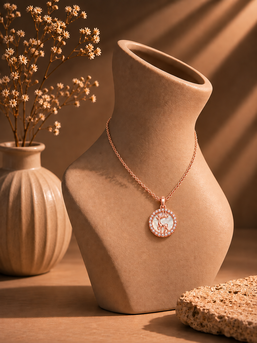 Rose Gold Deer Pendant Necklace