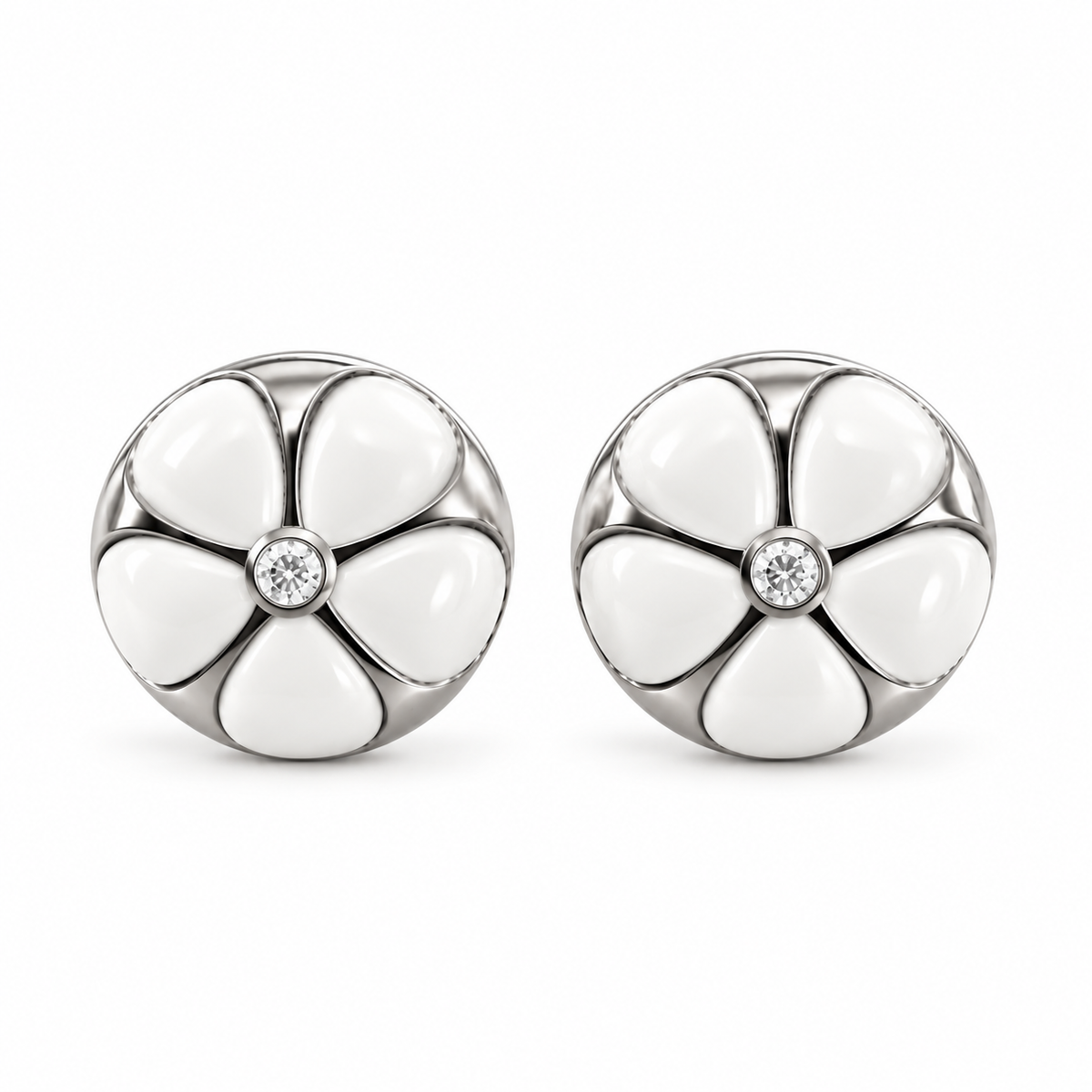Pearl White Blossom Stud Earrings