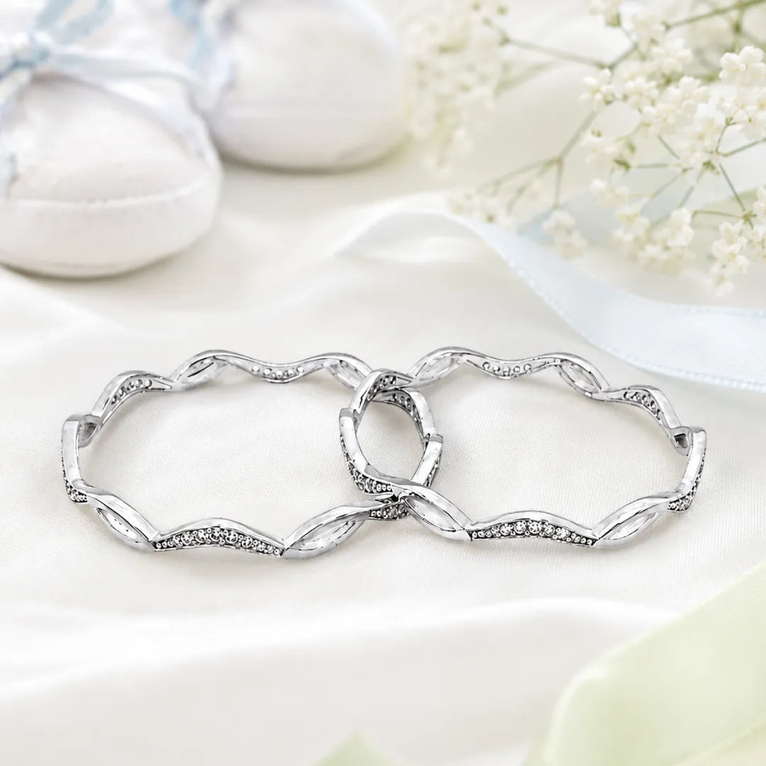 Twinklitz Sterling Silver Curve Leaf Baby Bangles