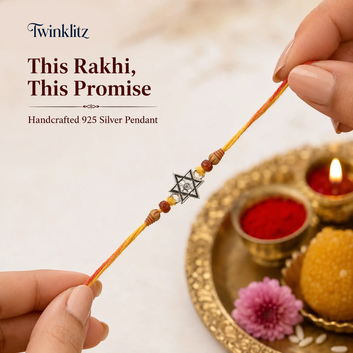 Twinklitz Star Symbol Sterling Silver Rakhi