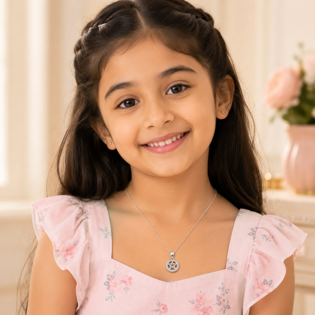 Twinklitz Sterling Silver Star Diamond Kids Pendant