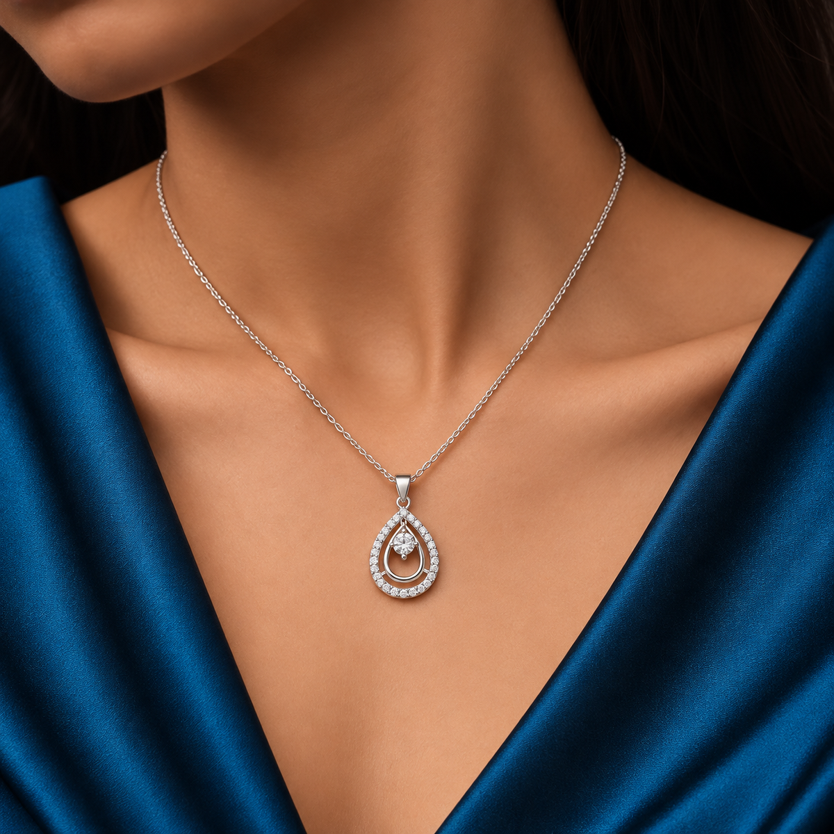 Layered Teardrop Pendant Necklace