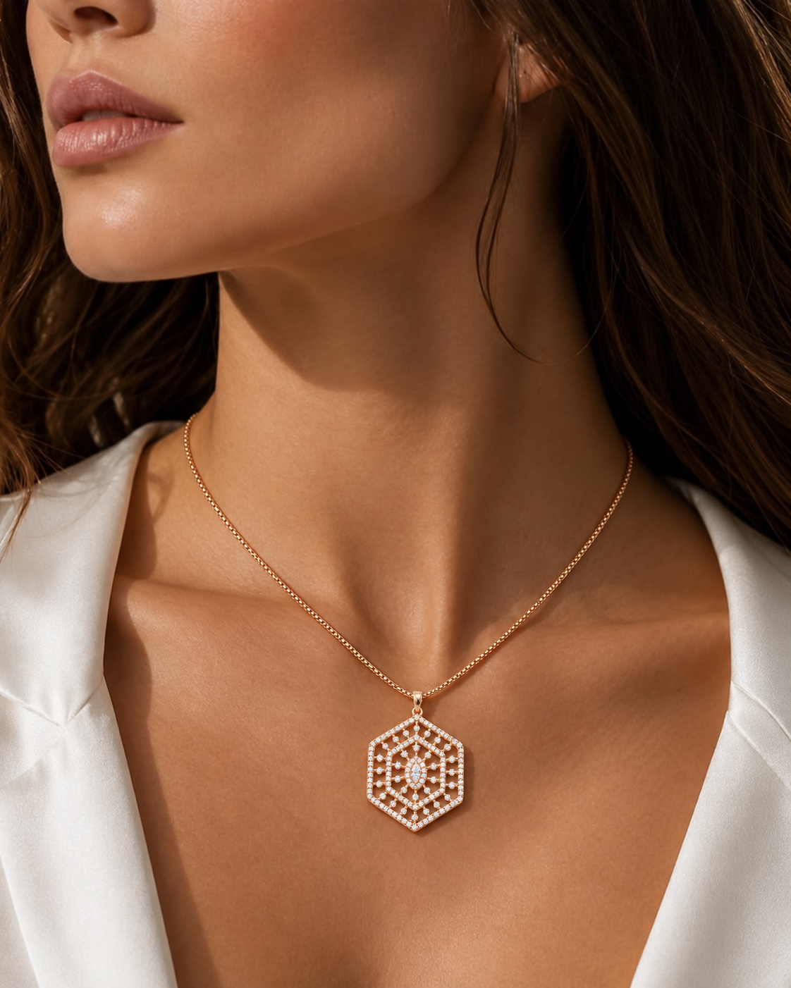 Radiant Hexagon Pendant Necklace