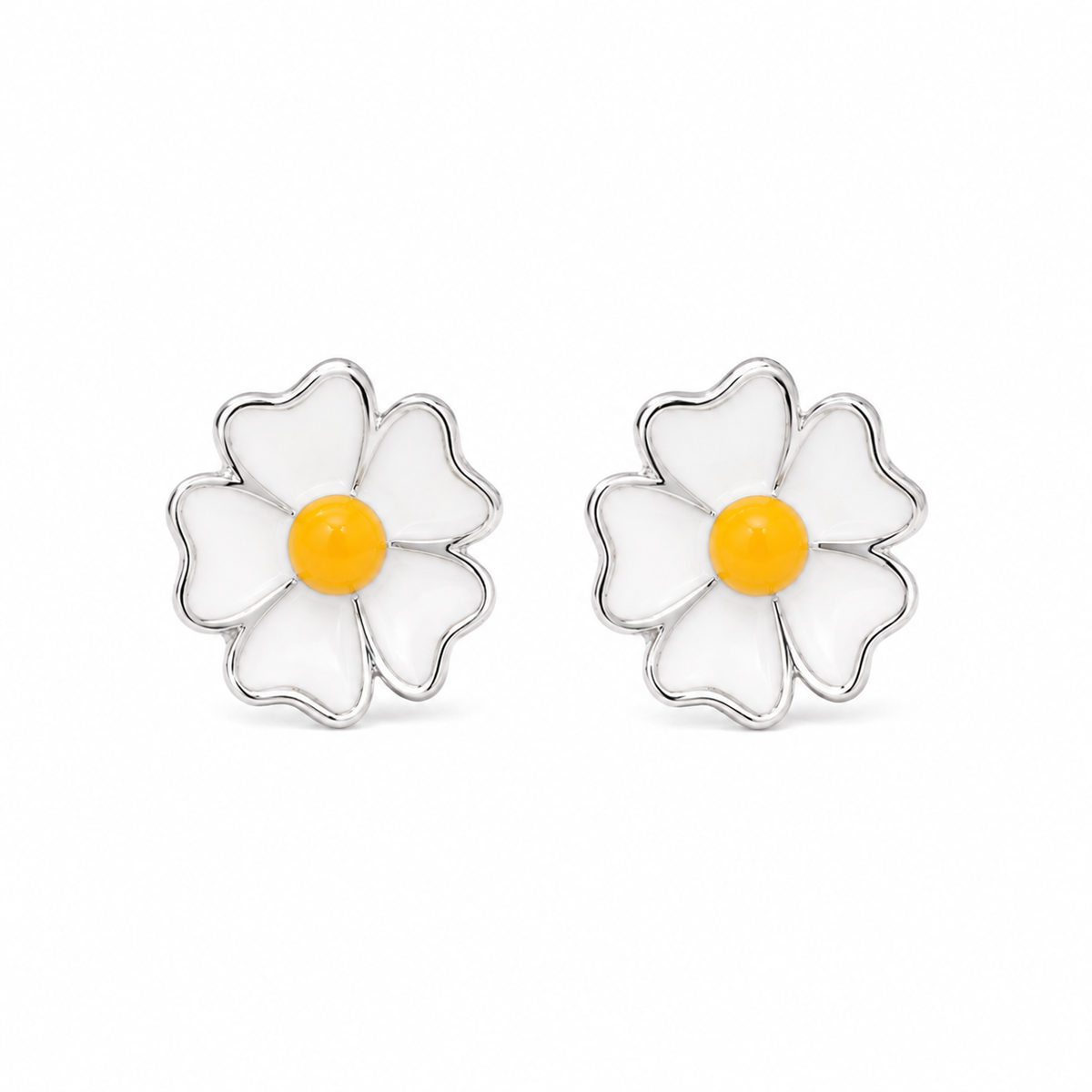 White Daisy Stud Earrings