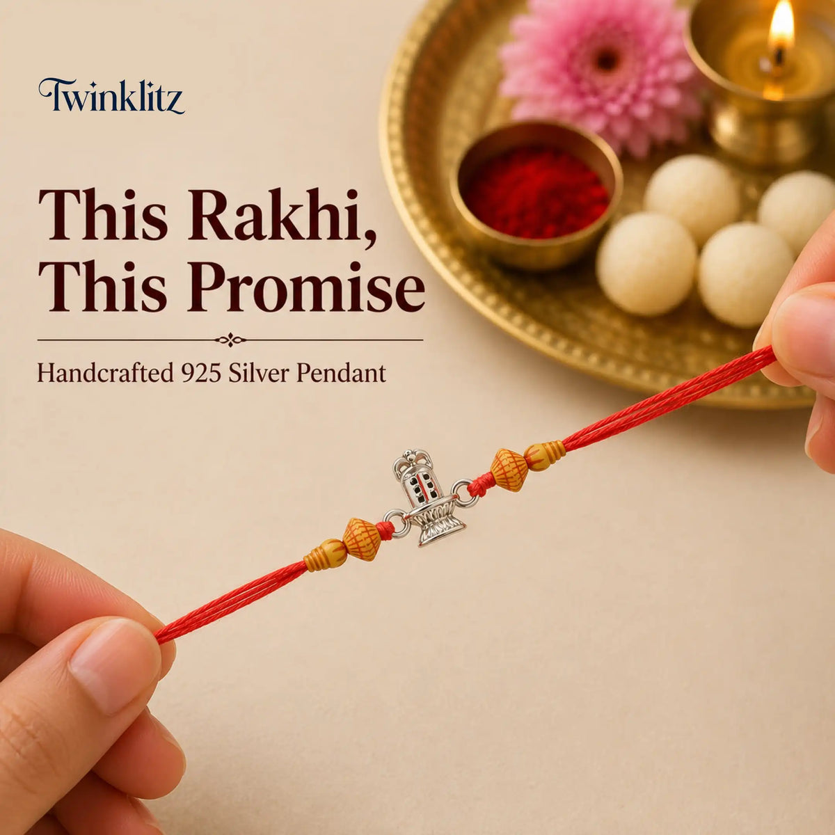 Twinklitz Sterling Silver Lord Shiva Shivling Rakhi