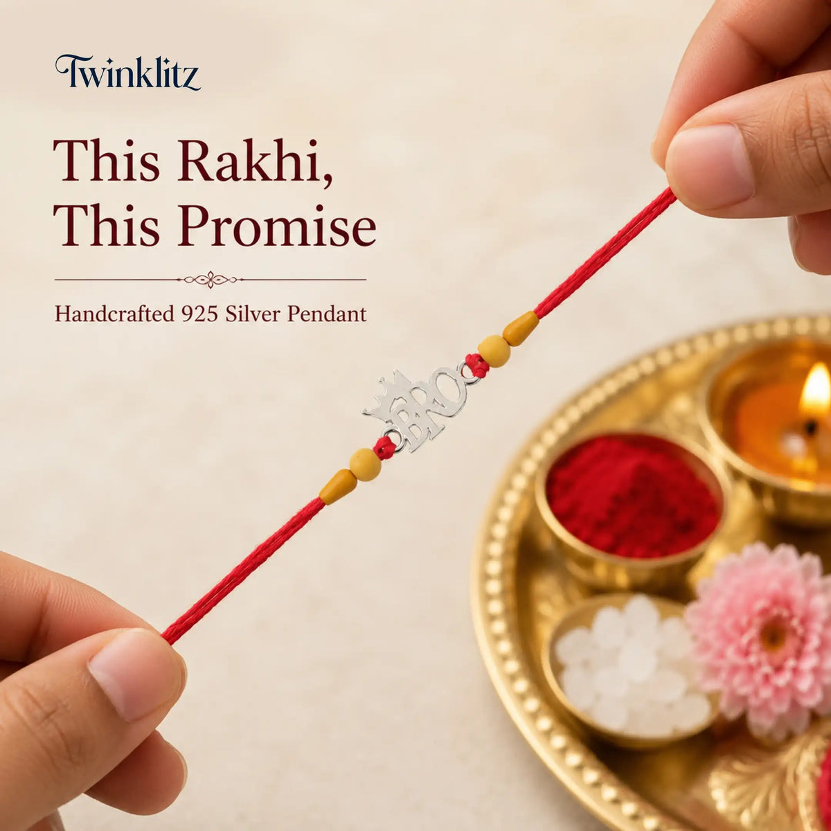 Twinklitz Designer 925 Sterling Silver Bro Rakhi