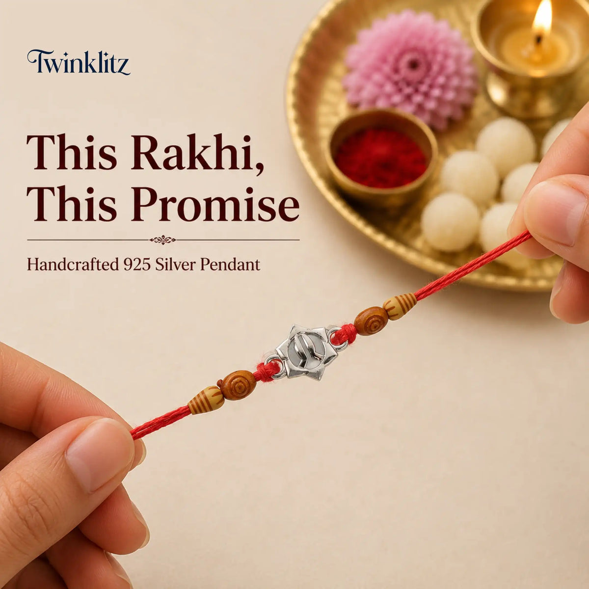 Twinklitz Radiant Sun 92.5 Sterling Silver Rakhi