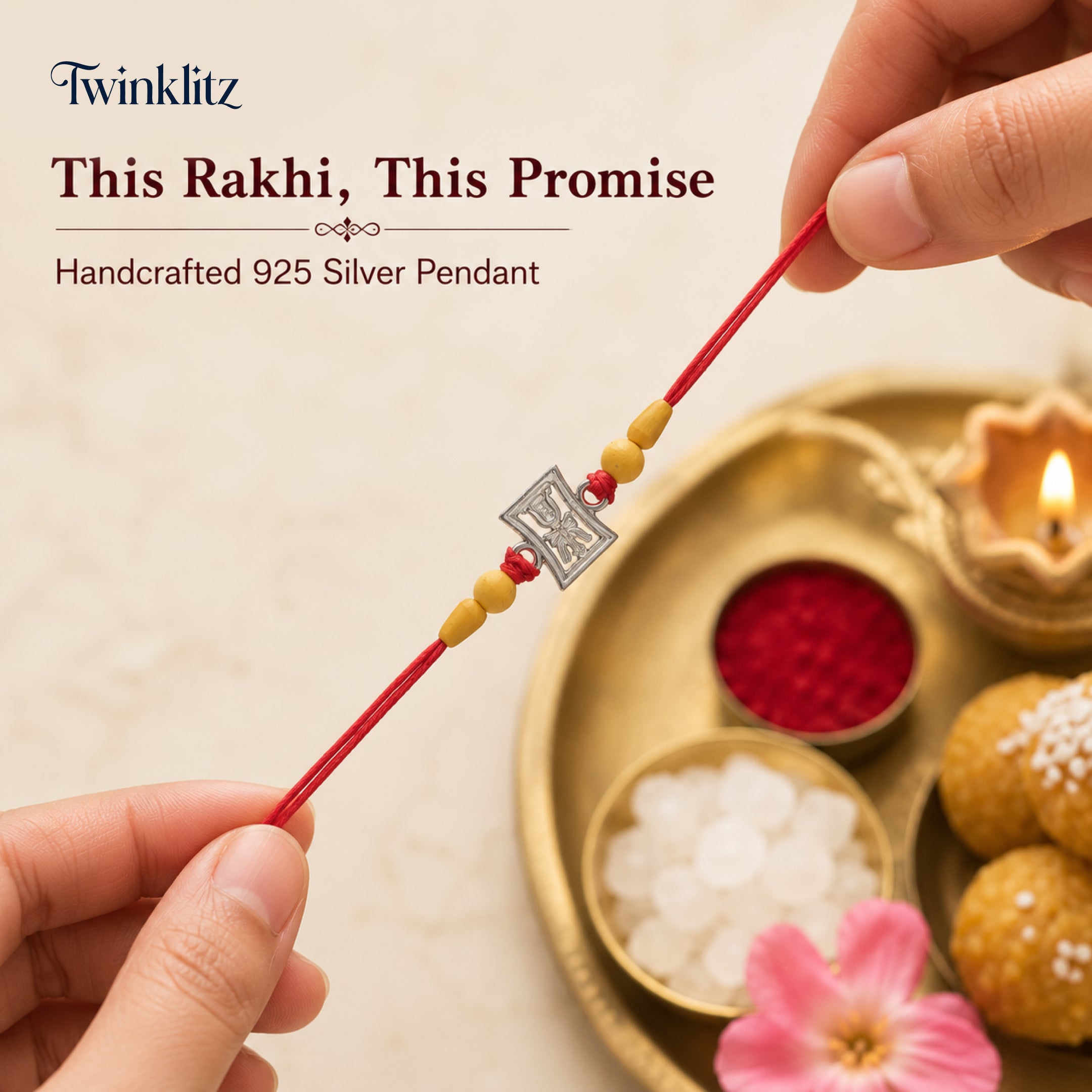 Twinklitz Spiritual Symbol Sterling Silver Rakhi