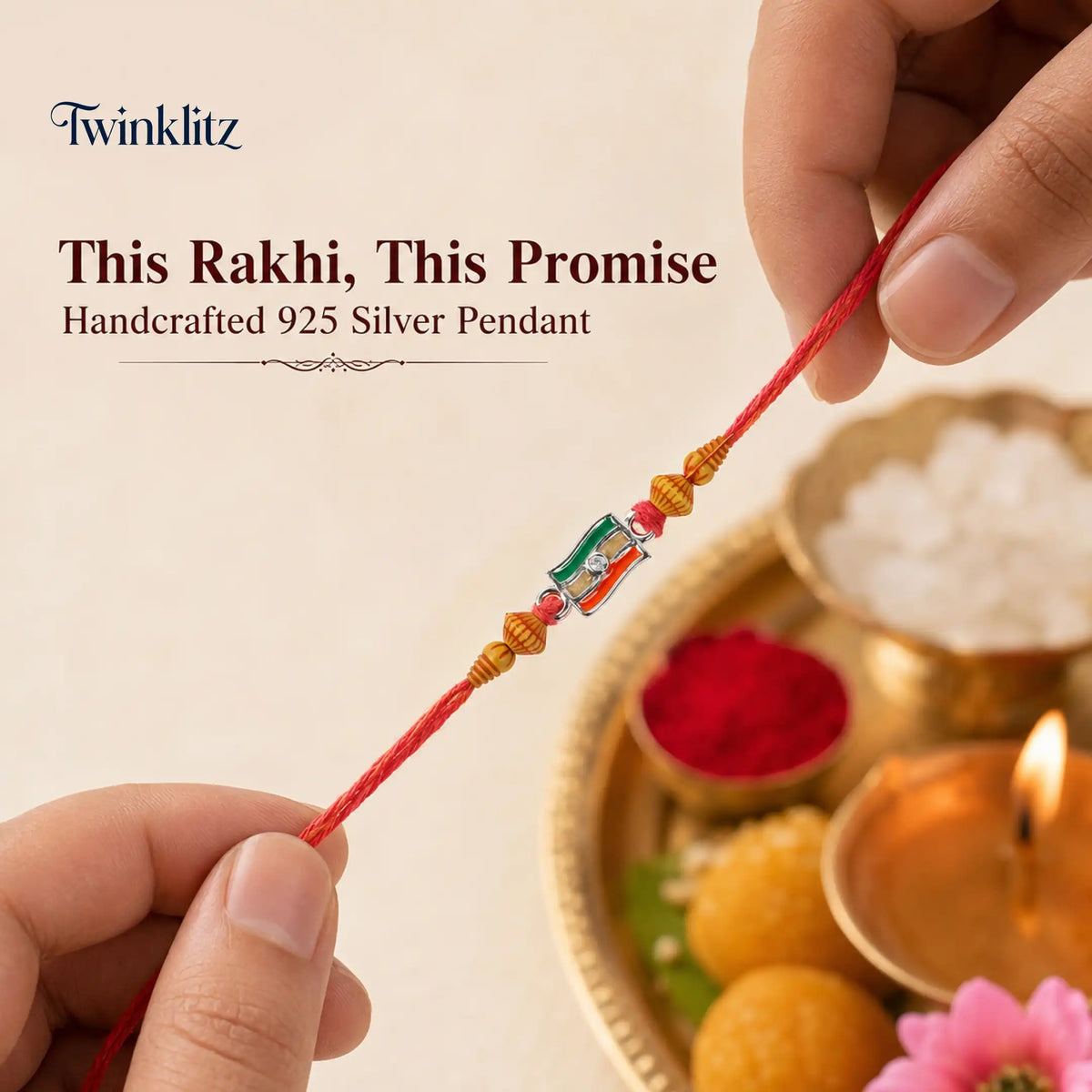 Twinklitz 925 Sterling Silver Tiranga Rakhi