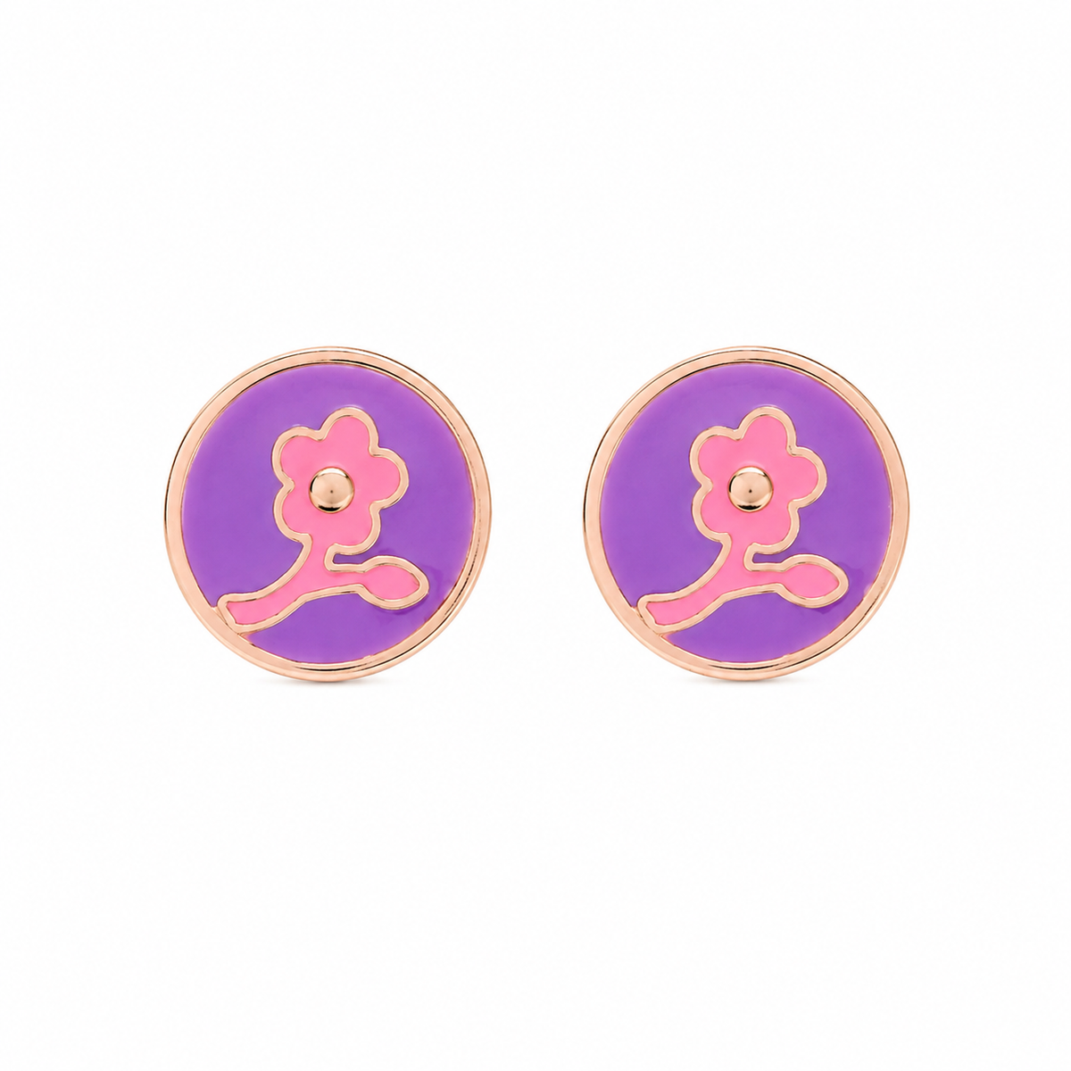 Purple Floral Stud Earrings