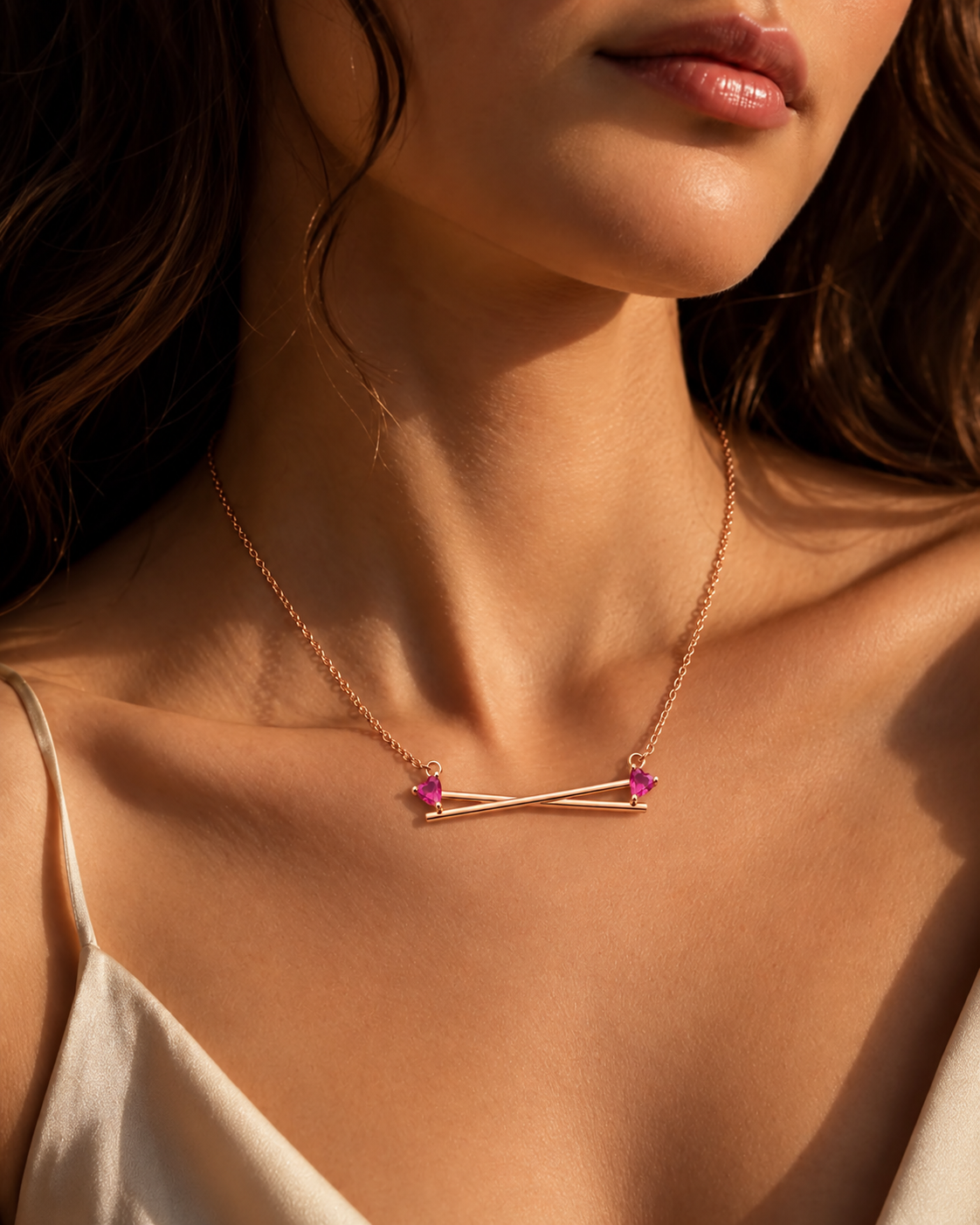 Double Heart Love Pendant Necklace
