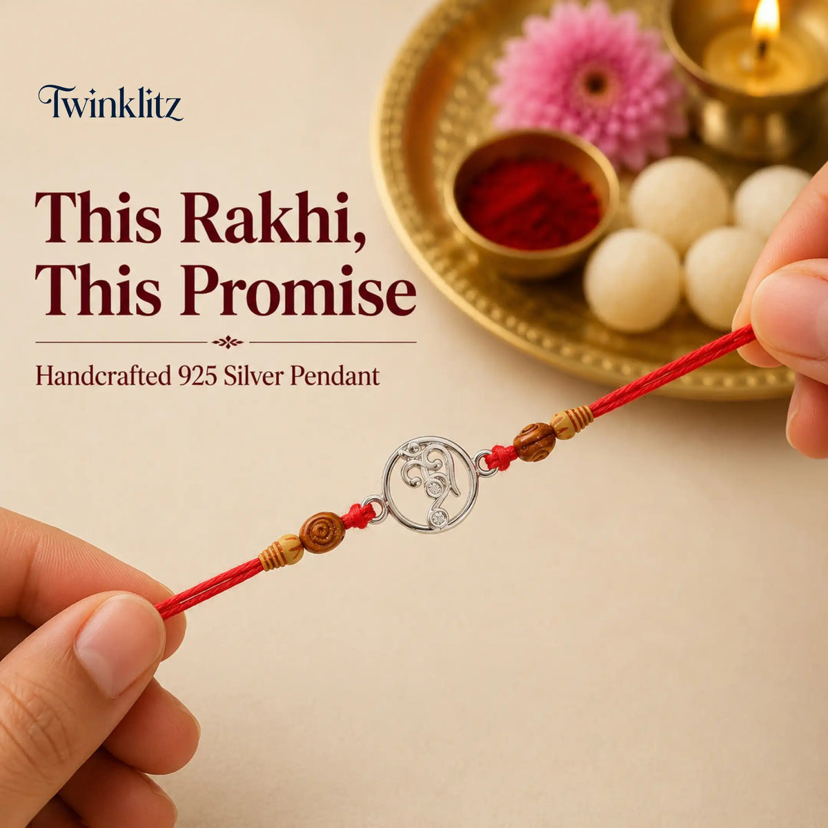 Twinklitz Om Symbol Sterling Silver Rakhi