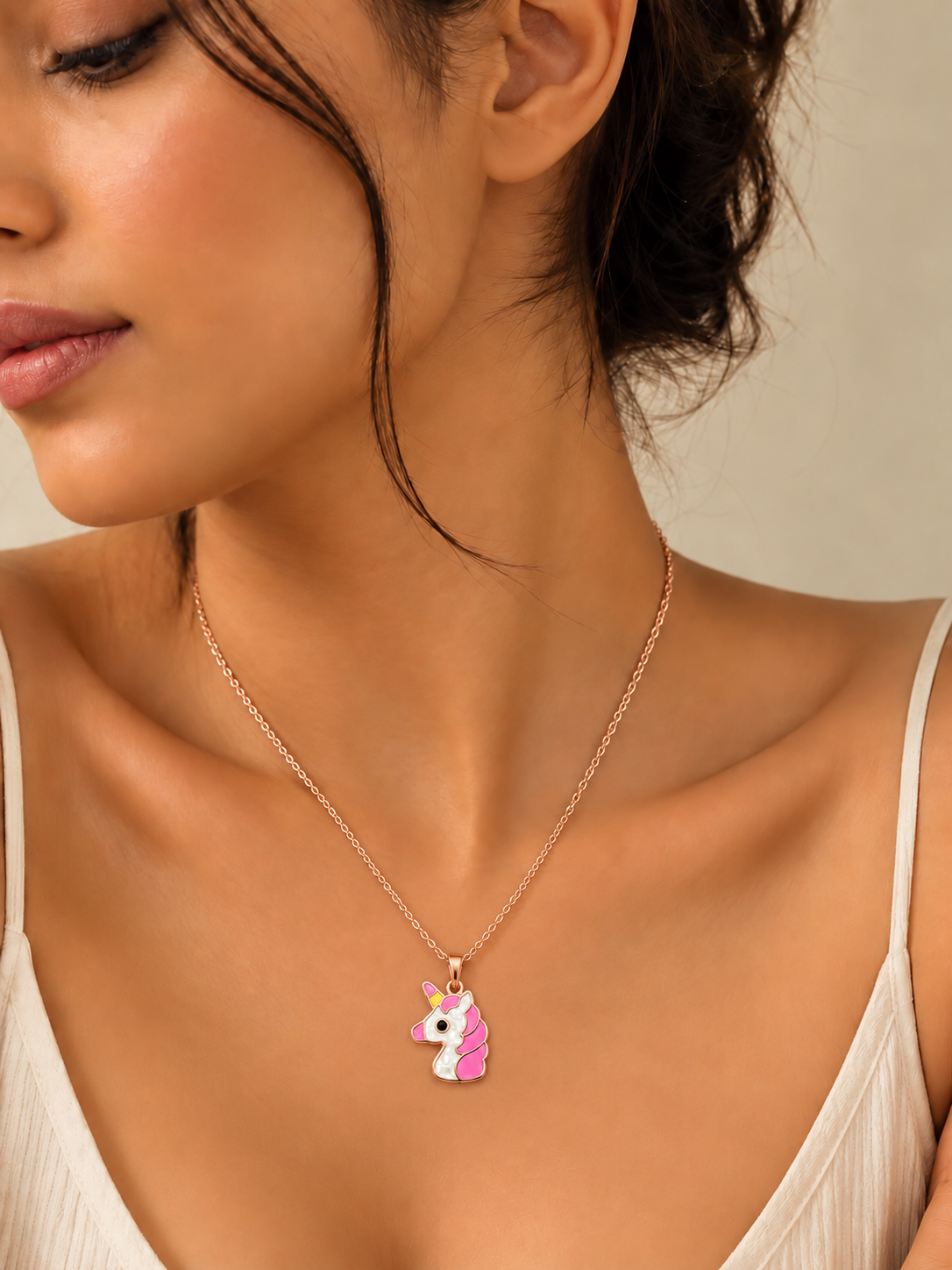 Pink Unicorn Pendant Necklace