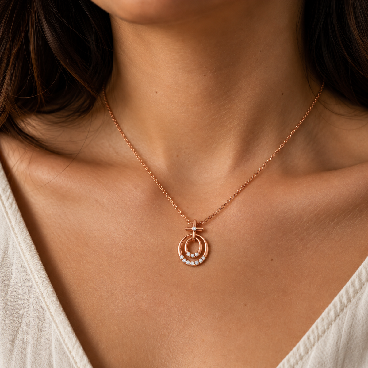 Rose Gold Orbit Pendant Necklace