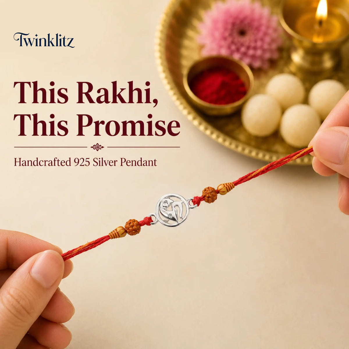 Twinklitz Sterling Silver Modern Motif Rakhi