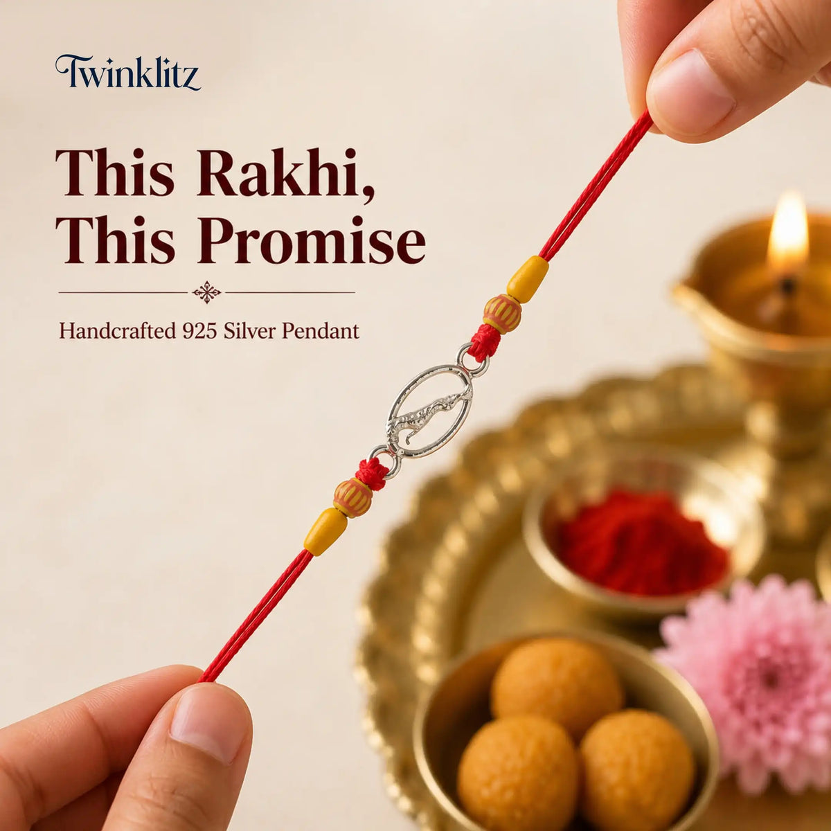 Twinklitz Jaguar Motif Sterling Silver Rakhi