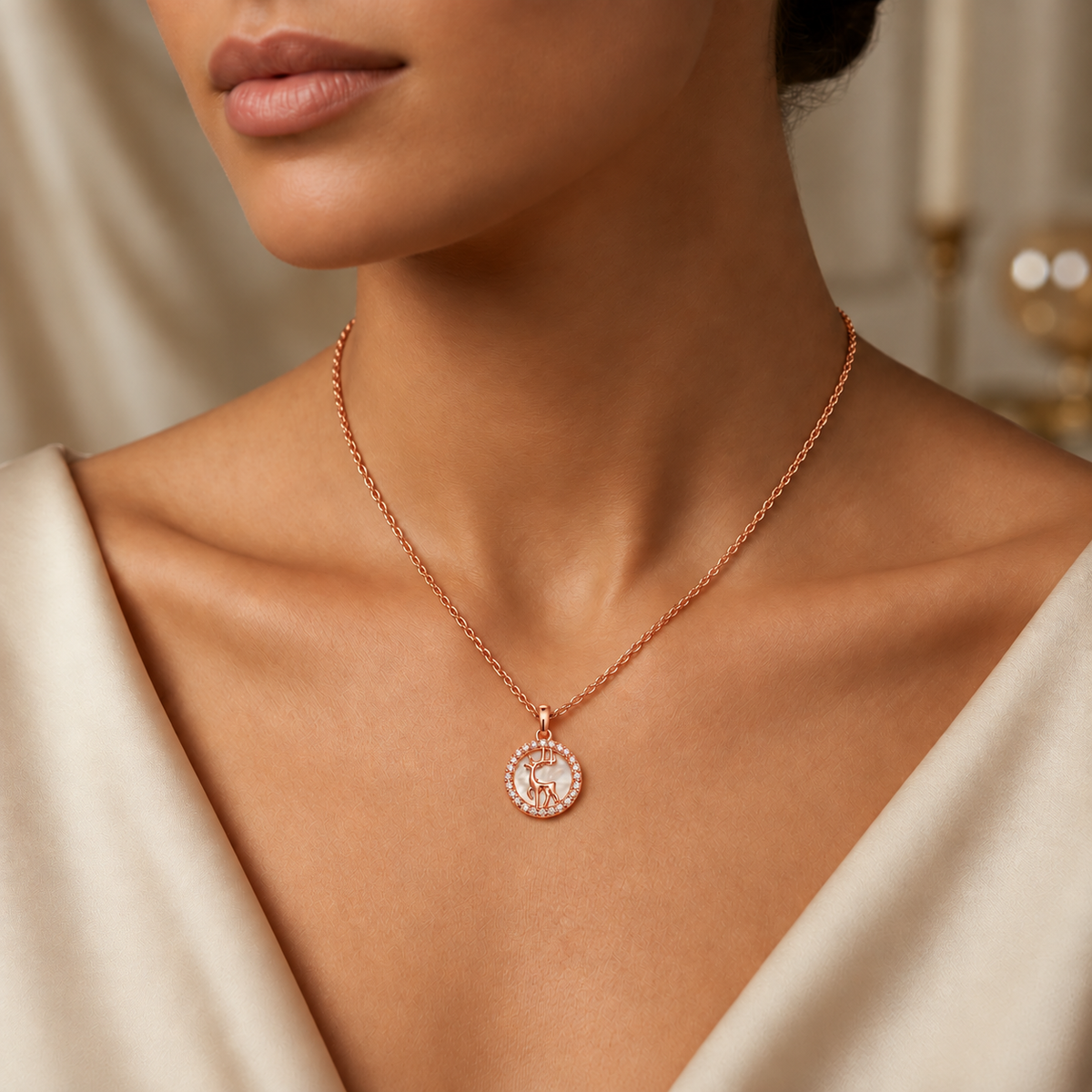 Rose Gold Deer Pendant Necklace